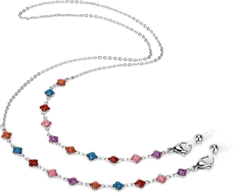 Hongeely Eyeglass Chain Silver Stainless Steel Handmade Necklace for Reading Glasses Sunglass Beaded Chains for Men Women - Image 2
